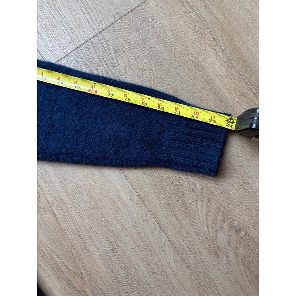 Vintage Crocodile Original Navy Blue 100% Wool Windowpane Plaid Crewneck Sweater - Picture 9 of 10